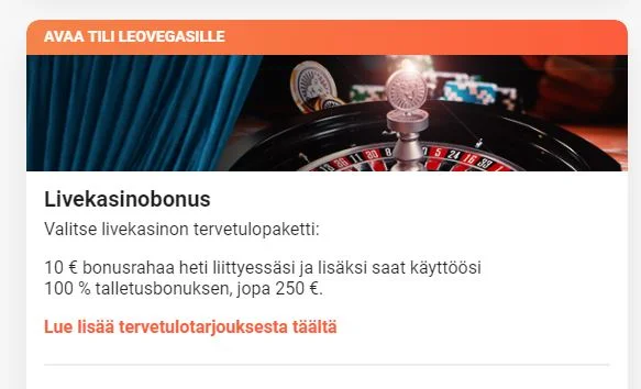 LeoVegas ja erilaiset tervetuloedut