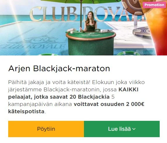 Mr Green ja arjen Blackjack -maraton