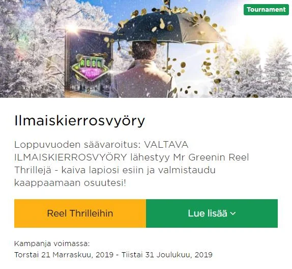 Mr Green ja ilmaiskierrosvyöry