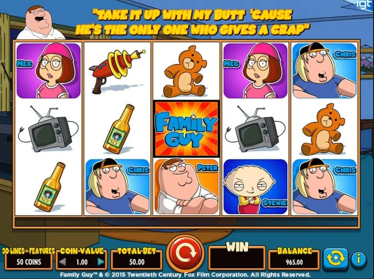 Family Guy kolikkopeli ja muut sarjakuvaslotit